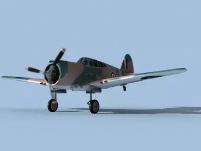 Curtiss H-75C Mohawk V22 RAF 3D model