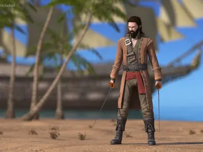 Rogue Pirate Man with Sabers 3D model