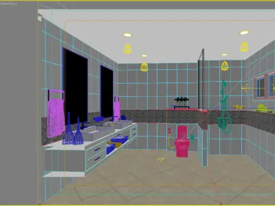 bathroom 4 with tiled walls and floor 3D model