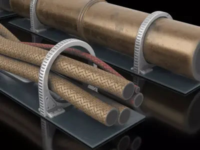 Sci-fi Ceiling Thick Pipes And Wires PBR 3D model