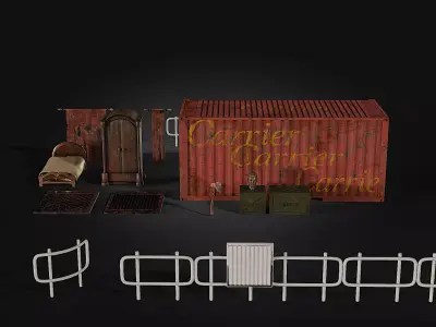 Asset Pack Game Industrial Low-poly 3D model