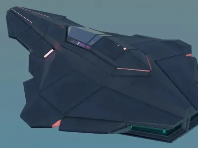 Codename Nebula Fighter Sci-fi Aircraft with Interior Low-poly 3D model