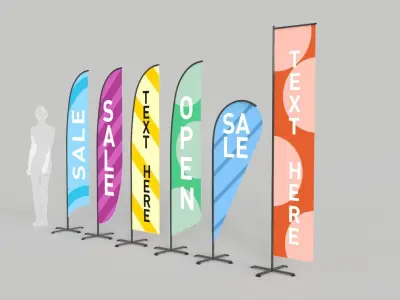 Banner Commercial Flags Low-poly 3D model