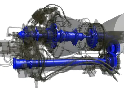 Turbomeca Arriel 2 Turboshaft Helicopter Engine 3D model