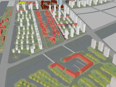Urban highrise building building ancillary building commercial 3D model