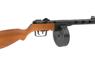 PPSh-41 airsoft gun with wooden barrel 3D model