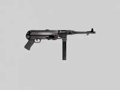MP-40 machine gun Low-poly 3D model