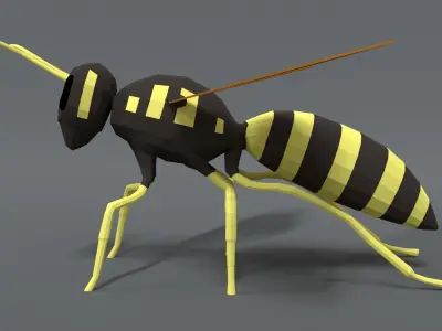 Low Poly Cartoon Hornet  Low-poly 3D model