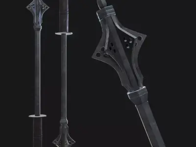 Medieval mace Low-poly 3D model 19