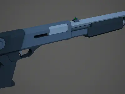 Stylized M56B Shotgun Low Poly Mobile Ready Low-poly 3D model