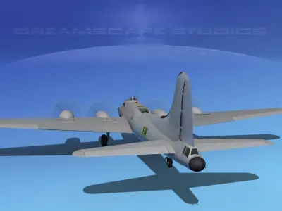 Boeing B-17F Bare Metal HP 3D model