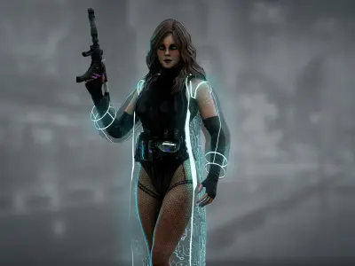 Sci Fi Mercenary Girl Low-poly 3D model