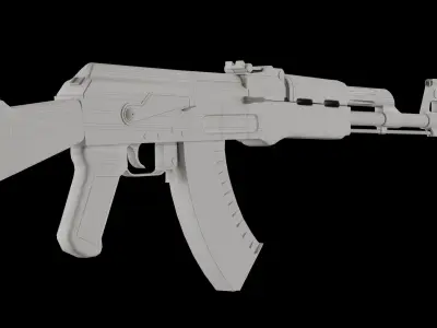 AK-47 Black Low-poly 3D model