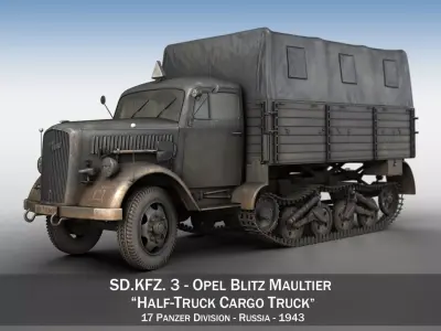 Opel Blitz Maultier - Half-Truck Cargo truck - 17 PzDiv 3D model