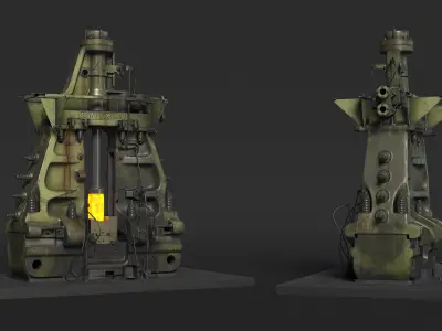 Pneumatic Forging Hammer Machine Old 3D model