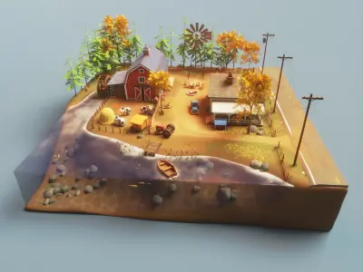 Farm prop pack - stylized Low-poly 3D model