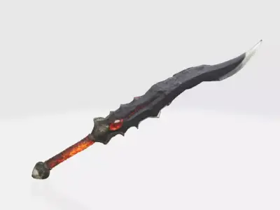  jagged scimitar blade Low-poly 3D model