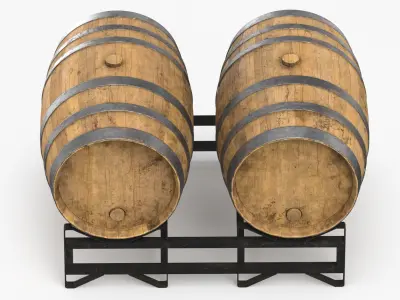 Barrel Wood Rack and Stacked(1) 3D model