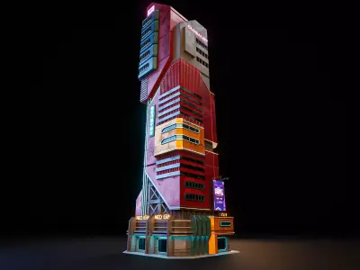 SCIFI CYBERPUNK FUTURISTIC NEON SKYSCRAPER 01 Low-poly 3D model