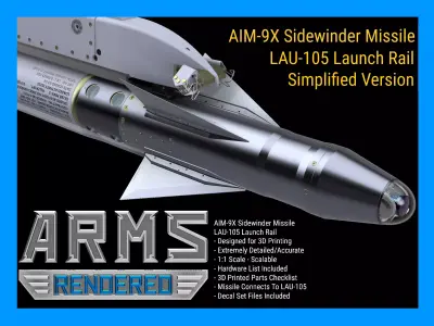 AIM-9X Sidewinder Simplified-Extreme Detail - 3D Print Ready 3D print model