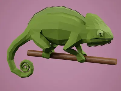 Stylized Chameleon Low-poly 3D model