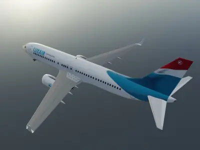 Boeing 737-800 low poly 3D Model with cockpit  Low-poly 3D model