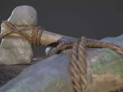 Prehistoric Stone Axe Low-poly 3D model