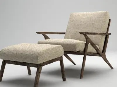 armchair lounge chair and ottoman Free 3D model