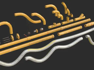 Modular Pipes - Gas Pipeline Low-poly 3D model