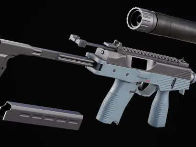 Game Ready MP9 SMG 9mm Low-poly 3D model