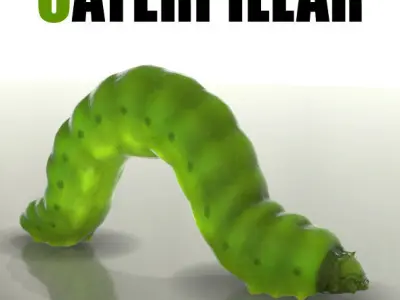 Green Caterpillar Low-poly 3D model