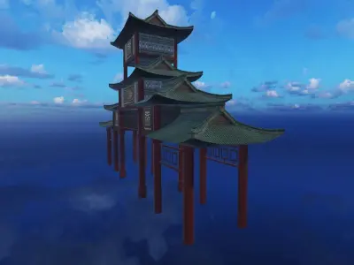 Japanese Gate Low-poly 3D model