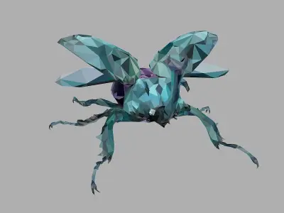 Chafer Firefly Beetle Low Polygon Art Insect Low-poly 3D model