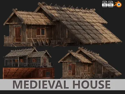 4 Old Medieval House PBR 4K GameReady Pack 37 to 40 Low-poly 3D model