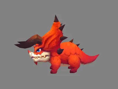 Cartoon Triceratops - baby dinosaur Low-poly 3D model