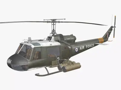 Bell UH-1C Australia RAAF Complex Animation Low-poly 3D model