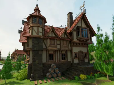 STYLIZED MEDIEVAL BUILDING ENVIRONMENT PACK 3D Model Collection