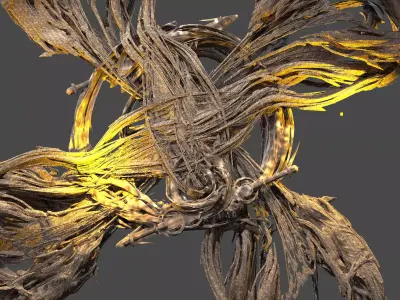 Healers Sword Tree Wall engraving 4 Low-poly 3D model