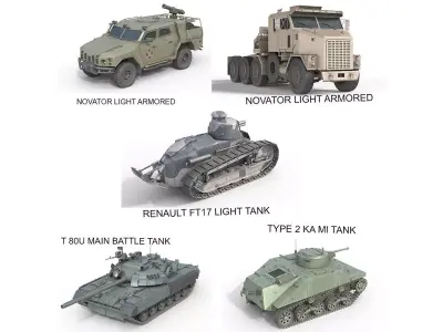 5 Military Vehicles Collection v22 Low-poly 3D model