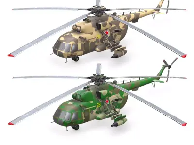 Mil Mi-17 Russian Military Helicopter PBR Low-poly 3D model