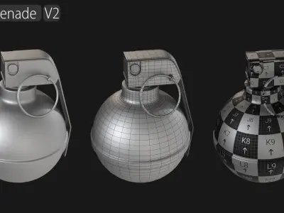 Grenade Collection - 40 Grenades with Zbrush IMM Brushes 3D model