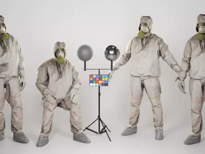 Animated Soviet Liquidator of nuclear accident of Chernobyl 84 Low-poly 3D model