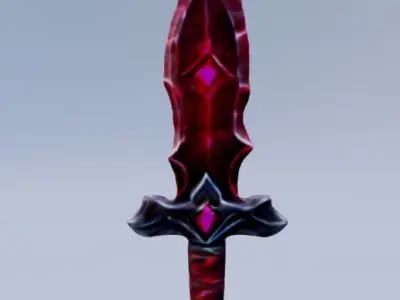 Low Poly ruby red dagger game asset with high quality texture Low-poly 3D model