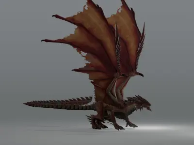 The red Dragon rigged blender model free Free low-poly 3D model