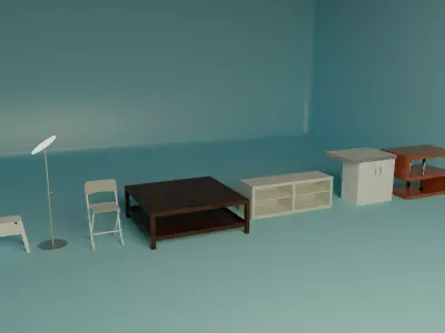 7 Piece Furniture set 3D model