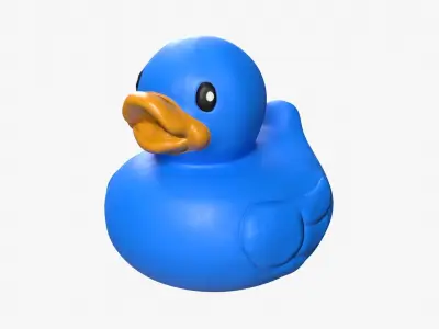Bathtub Duck in blue Low-poly 3D model