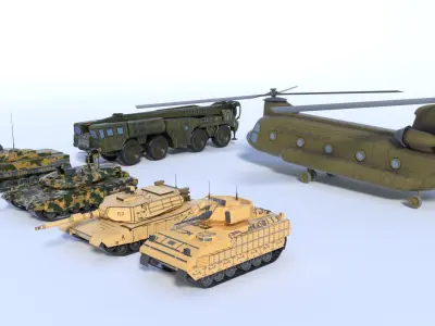 6 military vehicles 3D model