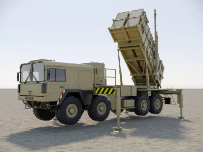 Radar AN MPQ-53 and Rocket launcher MAN KAT MIM-104 Patriot 3D model
