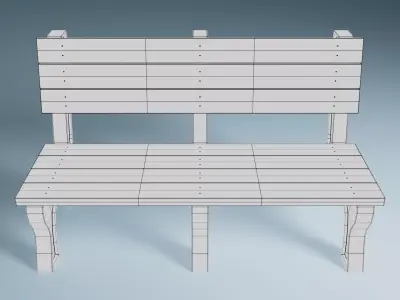 Wooden Street Park Bench 3D Model 01 3D model