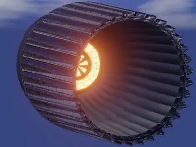 Low-poly Science Fiction 3D-Thrust Vectoring Variable Nozzle Low-poly 3D model